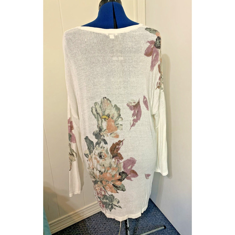 J Jill XL Tall Linen Tunic Top Open Weave Floral Beachy Romantic Resort - Picture 2 of 8